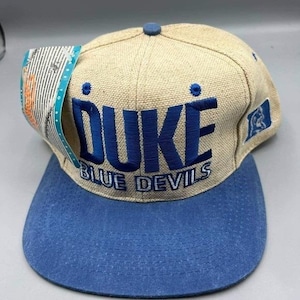 Vintage Duke Blue Devils Hat Men Beige Blue Signatures NCAA Snap Back Cap New