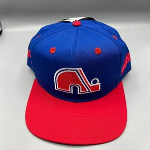 Vintage Quebec Nordiques Hat Men Blue Red Twins Enterprise Snap Back Cap New