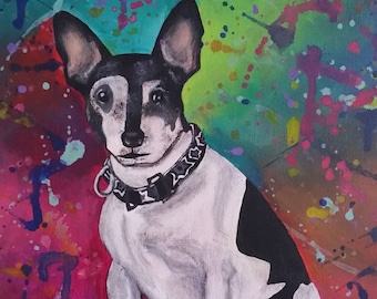 Rat Terrier Pop Art Print – Black and White Dog Portrait