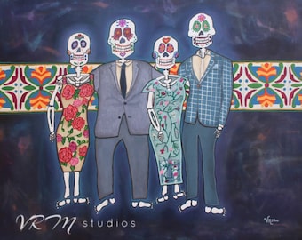 La Familia Elegante Art Print - Day of the Dead Calavera