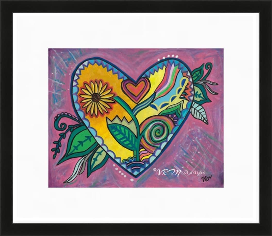 Folk Art Heart Print – Sunflower, Whimsical Wall Decor - Etsy