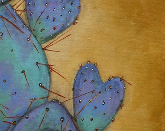 Stachelig Valentin Kaktus Art Print, Southwest Botanical Decor