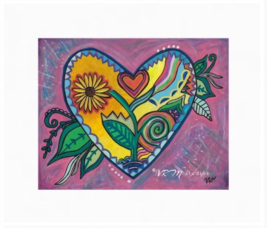Folk Art Heart Print – Sunflower, Whimsical Wall Decor - Etsy