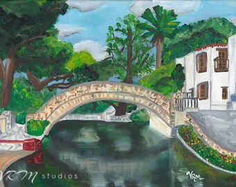 SA River Dance - mexican folk art print - texas art - san antonio riverwalk - la villita - gift idea - rosita's bridge - fine art print