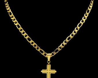 Stainless Steel Crucifix Necklace: Gold & Silver Hip Hop Cross