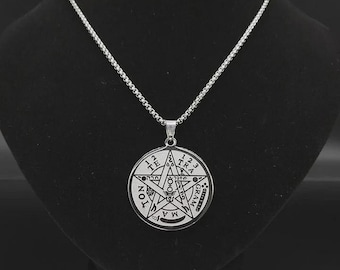 Witchcraft Pentagram Necklace – Stainless Steel Tetragrammaton Pendant Chain for Men & Women
