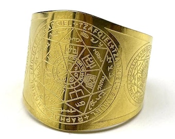 Adjustable Seven Archangels Seal of Solomon Ring | Gold Stainless Steel Protection Amulet