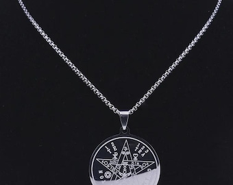 Pentagram Necklace Stainless Steel Chain Amulet Jewelry for Men and Women