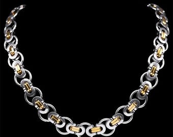 Gold Byzantine Chain Necklace – 22" Stainless Steel Hip-Hop Round Link Collar for Men & Women