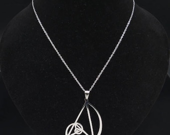 Golden Ratio Triangle Necklace – Stainless Steel Fibonacci Spiral Pendant with 50cm Chain – Geometry Jewelry