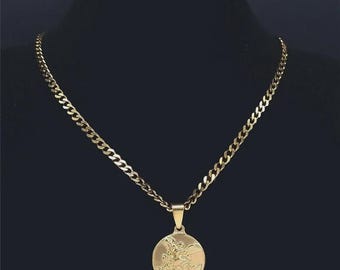 Saint Michael Archangel Pendant – Gold Stainless Steel Unisex Necklace