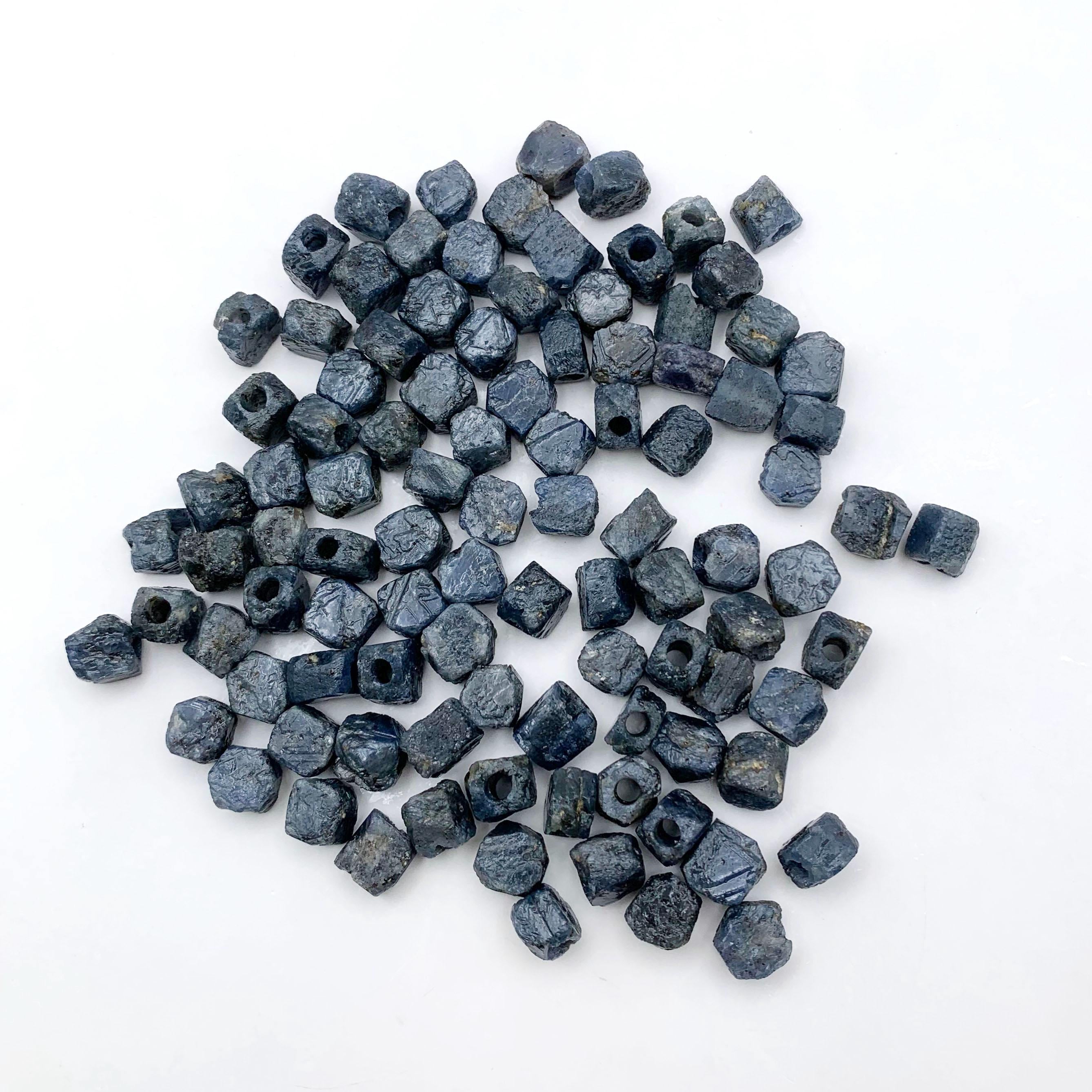 Rough Sapphire Gemstone Beads – 8-10mm Natural Raw With 3mm Hole