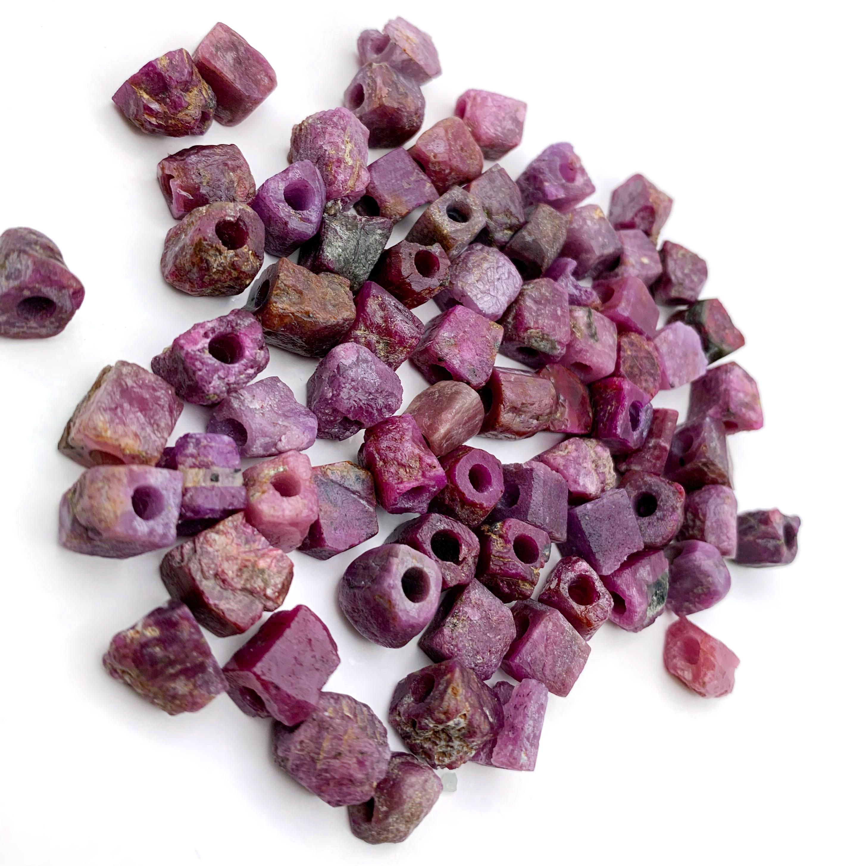 8-10mm Rough Ruby Gemstone Beads – Genuine Raw Stone With 3mm Hole for ...