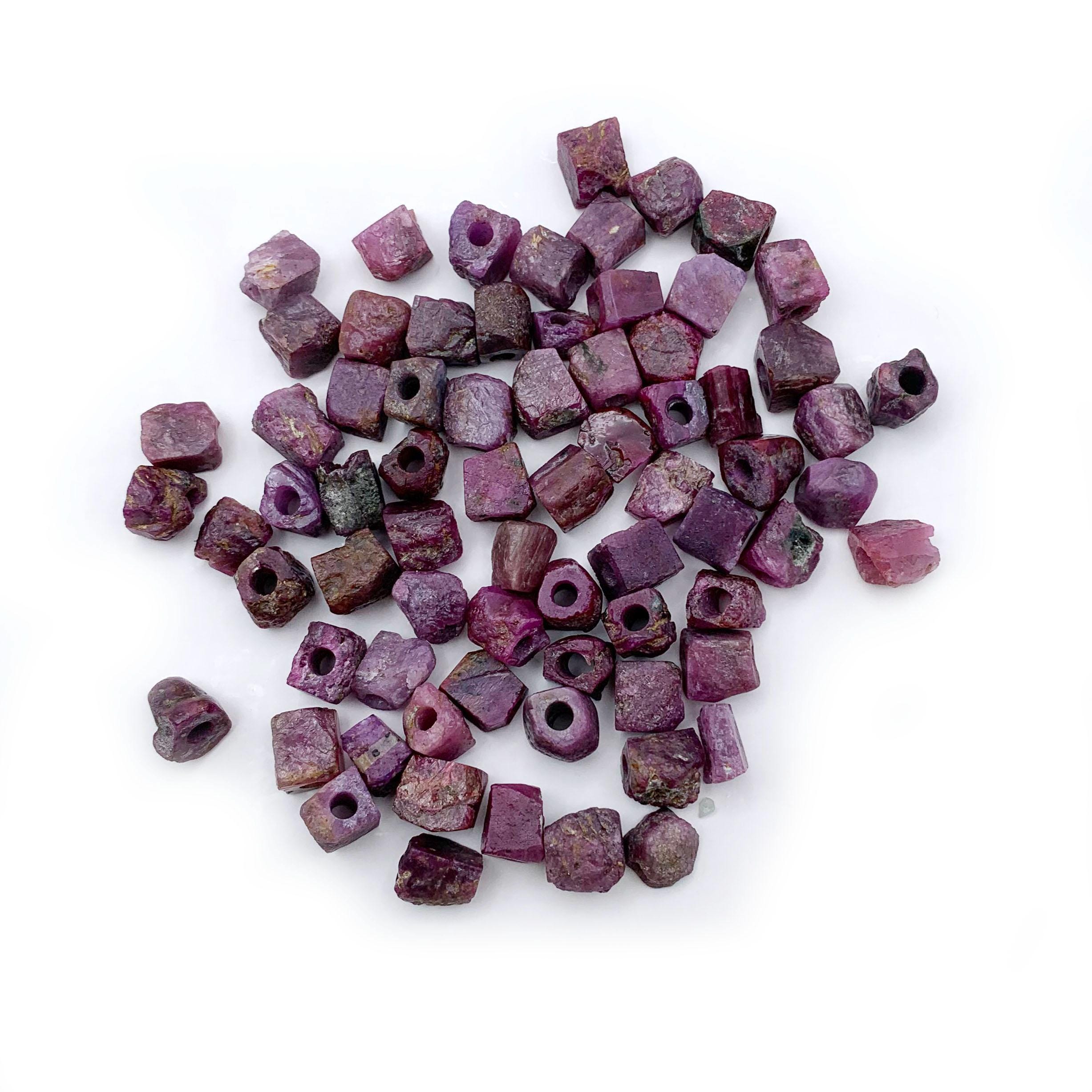 8-10mm Rough Ruby Gemstone Beads – Genuine Raw Stone With 3mm Hole for ...