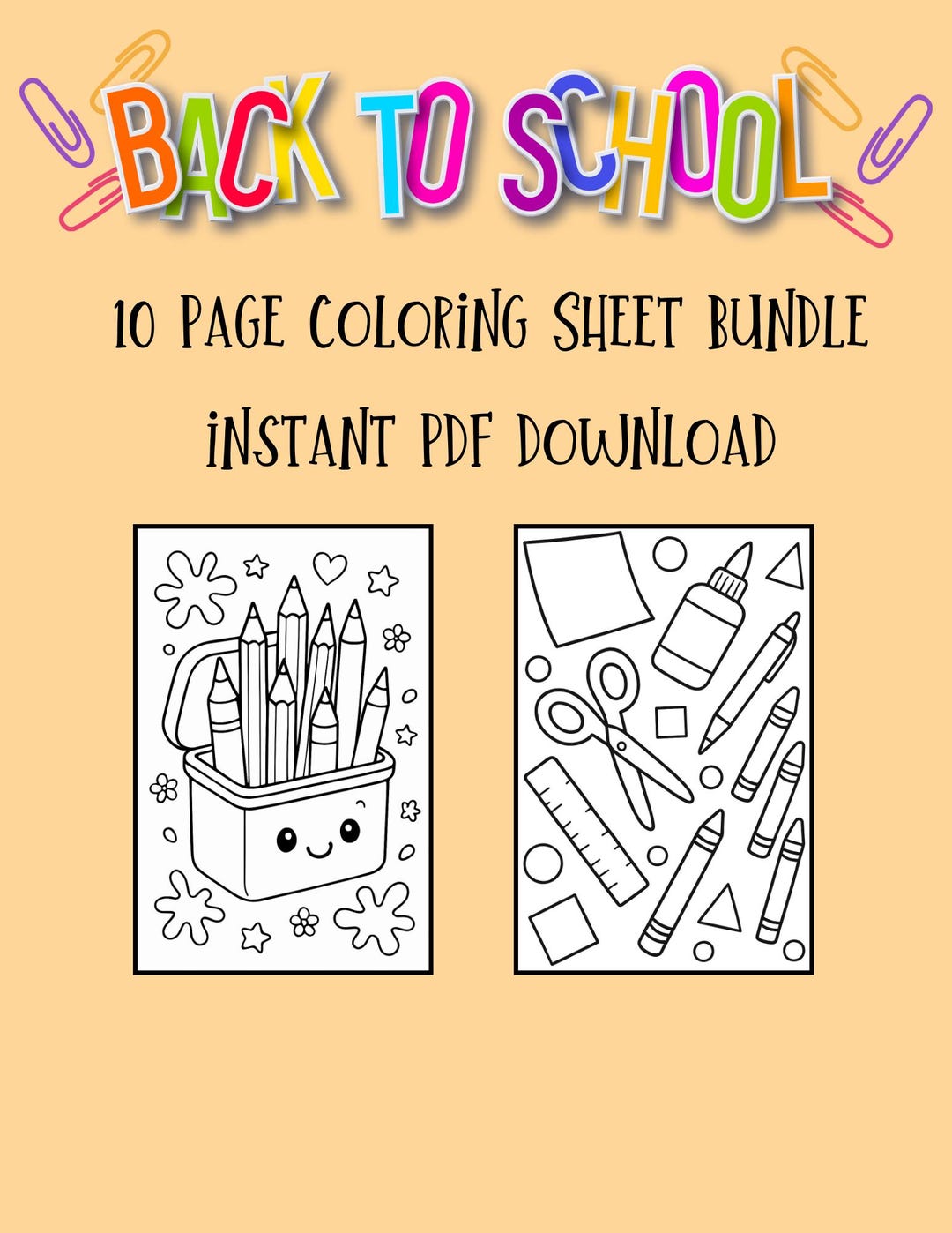 BACK TO SCHOOL Coloring Page Bundle - Etsy UK