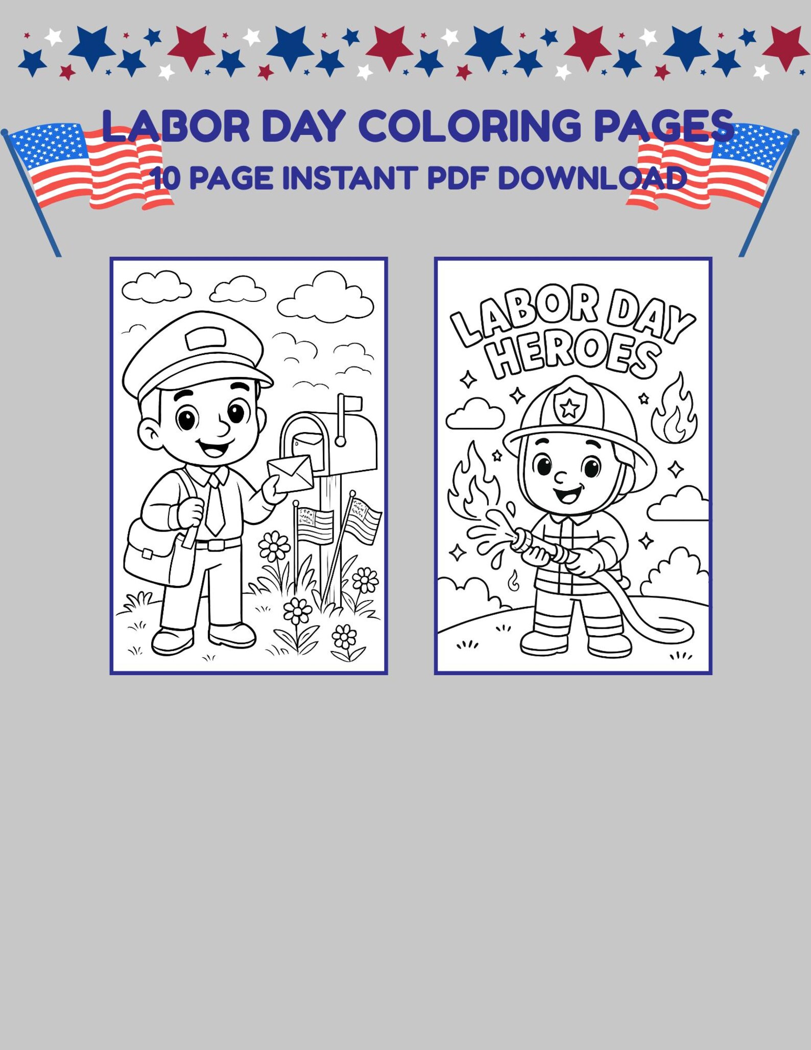 LABOR DAY COLORING Pages - Etsy