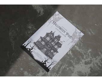 Haunted House Halloween Invitation | Gothic Spooky Party Invite | Black Haunted Mansion Printable Halloween Flyer
