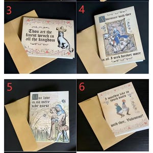 Medieval Valentine Card – Funny Knight Love Card, Vintage Manuscript Style Romantic Greeting Card with Envelope image 2