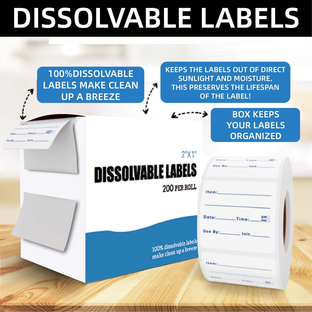 Dissolvable Food Labels Roll, Water Soluble Stickers for Kitchen ...