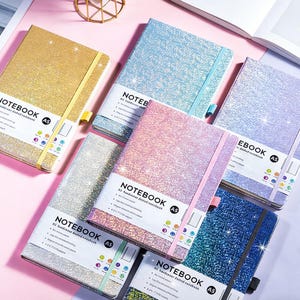 A5 Glitter Notebook | Holographic Journal | Aesthetic Hardcover Notebook | Bullet Journal Dot Grid | Gift for Her Planner Notebook