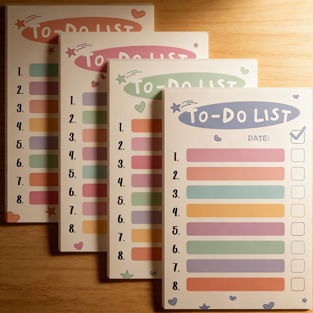 Rainbow to Do List Sticky Notes, Cute Pastel Checklist Memo Pads ...