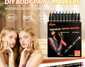 Temporäre Tattoo Marker Set, Körperfarbenstifte mit weicher Spitze, DIY Skin Doodle Marker für Weihnachtsfeiern