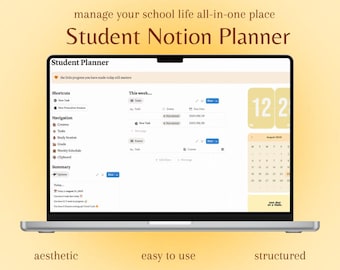 Notion Student Planner Template Productive Study Planner High School & College Planner Digital Academic Organizer Aesthetic template
