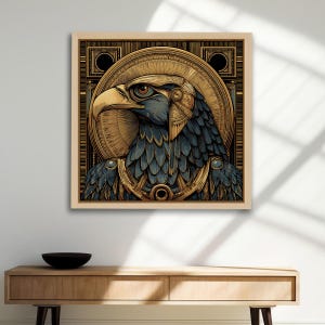 Art Deco Egyptian God Horus Print: Mythology Portrait (Digital Download