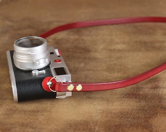 Red Leather Camera Strap:Neck Or Crossbody