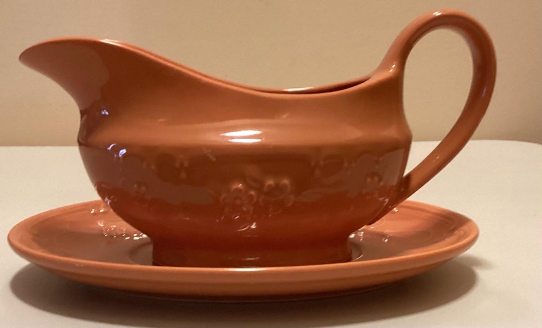 Vintage WBCH Japan Angelica Orange Gray Boat With an Underplate - Etsy