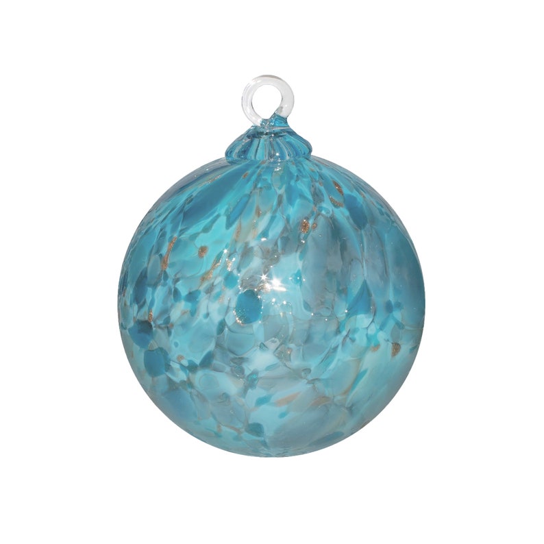 Hand Blown Glass Ornament teal Suncatcher Witches Ball Etsy