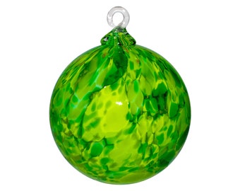 Hand Blown Glass Ornament - “Forest Green” - Suncatcher - Witches Ball - Jones - Handmade in Seattle