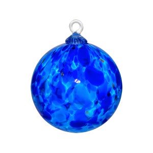 Ornament - Handmade Blown Glass - ‘Lapis Cobalt Blue’ - Sun catcher, Witches Ball, Friendship Keepsake, Gazing Orb - Artist Dehanna Jones