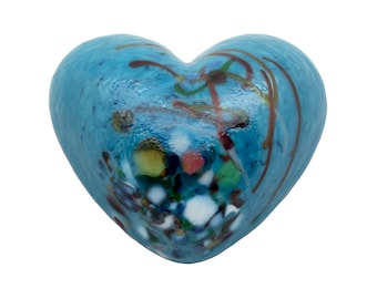 Heart - Peacock Teal - Solid Glass Paperweight “Thinking of You” - Dehanna Jones  Handmade in Seattle