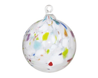 Hand Blown Glass Ornament - “White Studio” - Suncatcher - Witches Ball - Dehanna Jones - Handmade in Seattle