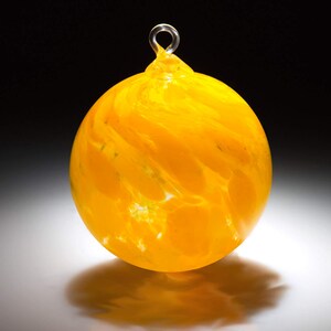 Hand Blown Glass Ornament Yellow Suncatcher Witches Ball Jones Handmade in Seattle image 5