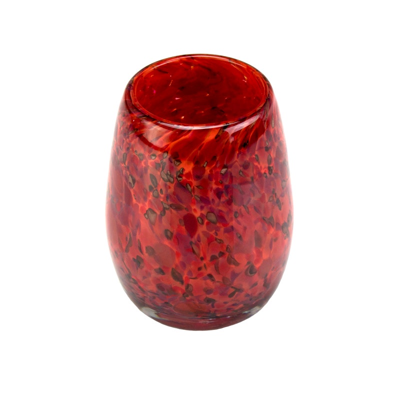 Votive Candle Holder. Hand Blown Art Glass in Red. Red Etsy