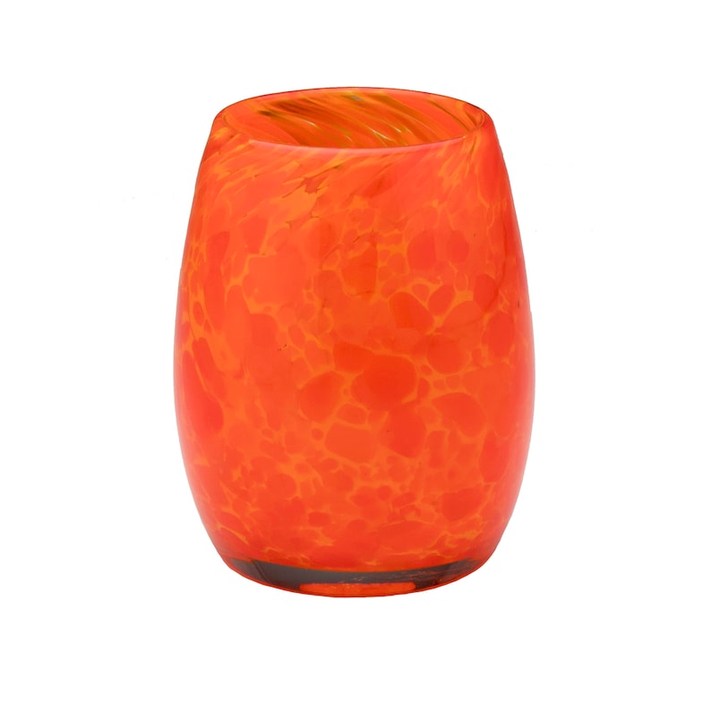 Votive Candle Holder Hand Blown Art Glass in Orange Etsy