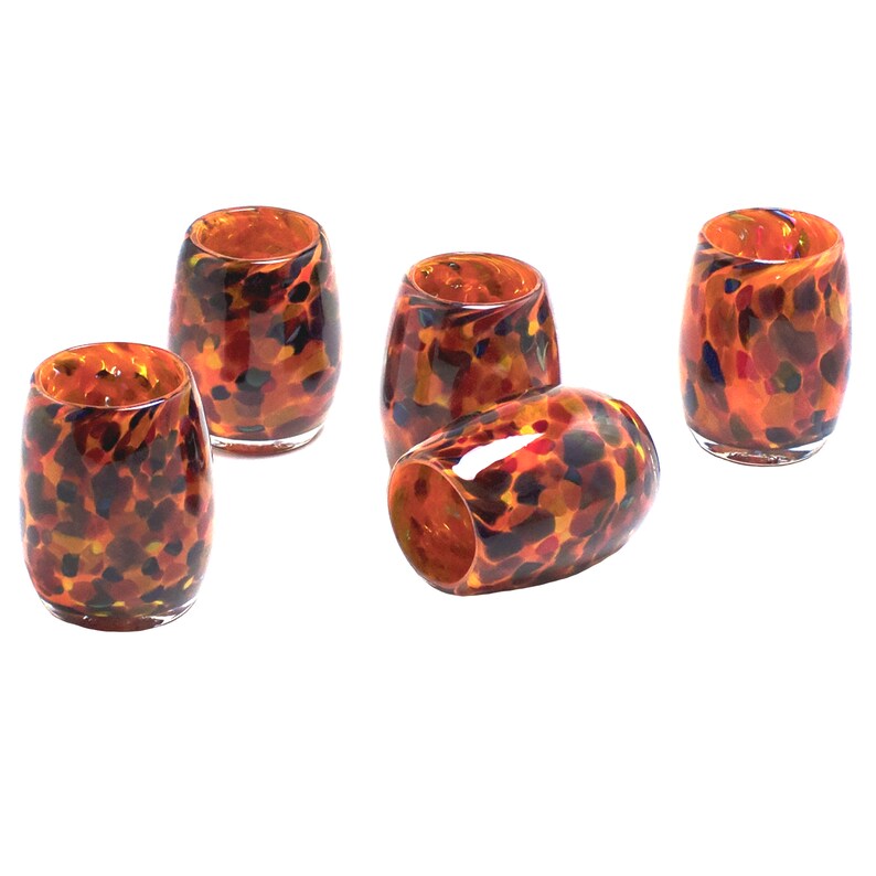 Votive Candle Holder. Hand Blown Art Glass in Orange With Etsy