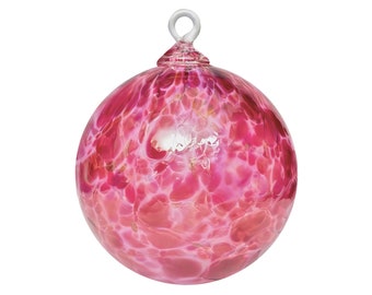 Handmade Blown Glass Ornament  “Pink"  Sun catcher, Witches Ball, Friendship Ball, Gazing Ball – Artist Craftsperson Dehanna Jones, Seattle