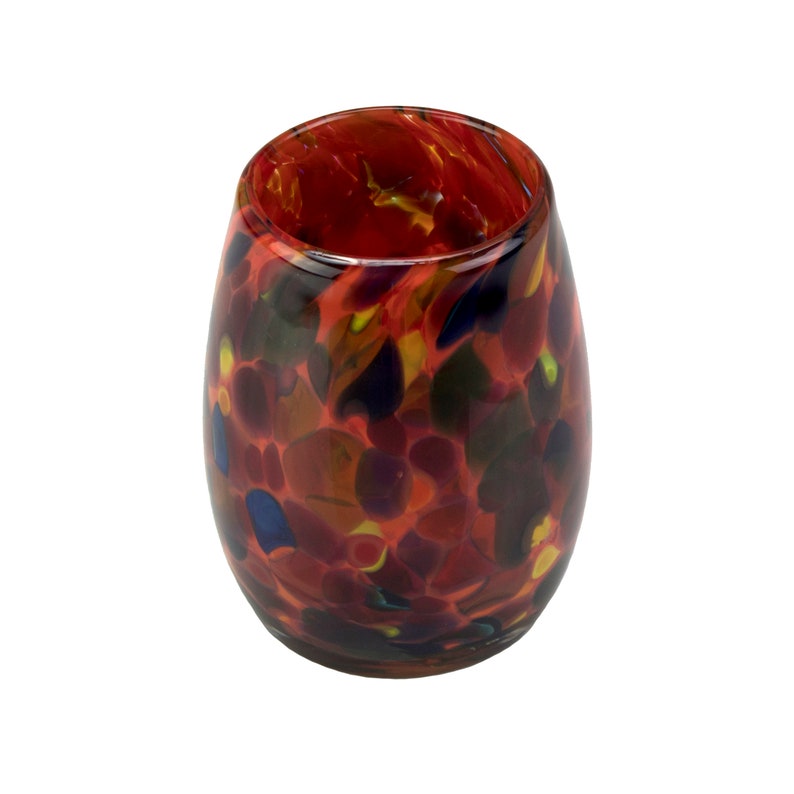 Votive Candle Holder. Hand Blown Art Glass in Red With Magic Etsy