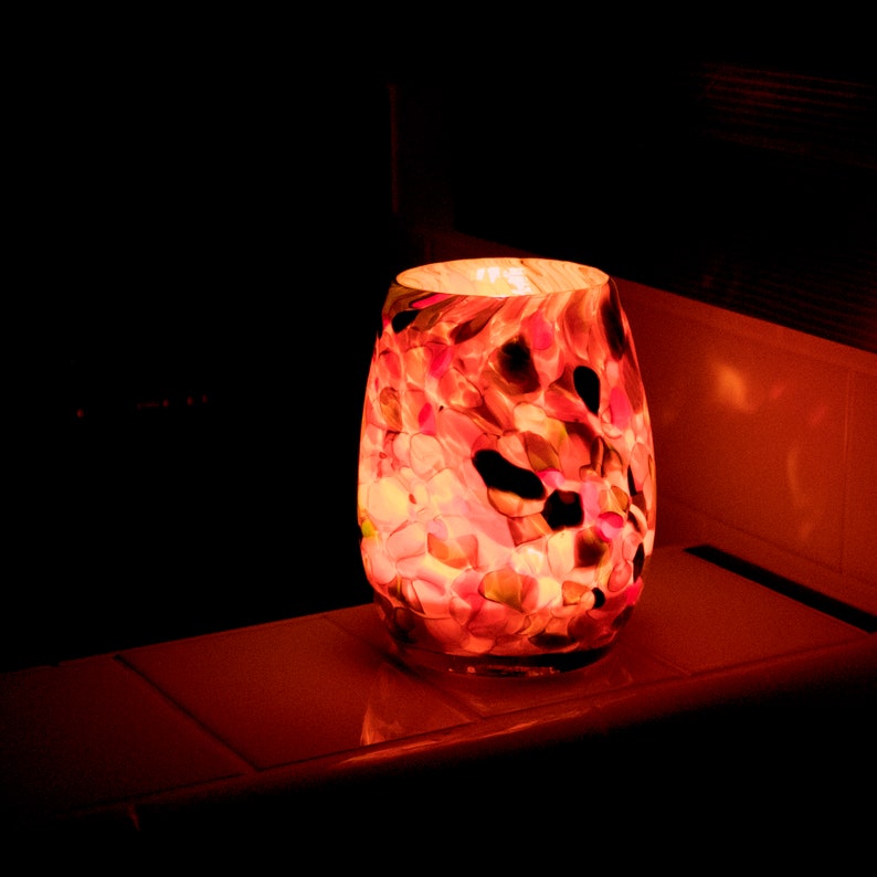 Votive Candle Holder. Hand Blown Art Glass in Orange With Etsy