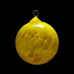 Hand Blown Glass Ornament Yellow Suncatcher Witches Ball Jones Handmade in Seattle image 7