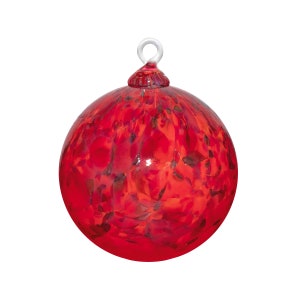 Hand Blown Glass Ornament - “Garnet Red” - Suncatcher - Witches Ball - Gazing Ball - Dehanna Jones - Handmade in Seattle