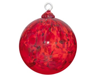 Hand Blown Glass Ornament - “Garnet Red” - Suncatcher - Witches Ball - Gazing Ball - Dehanna Jones - Handmade in Seattle