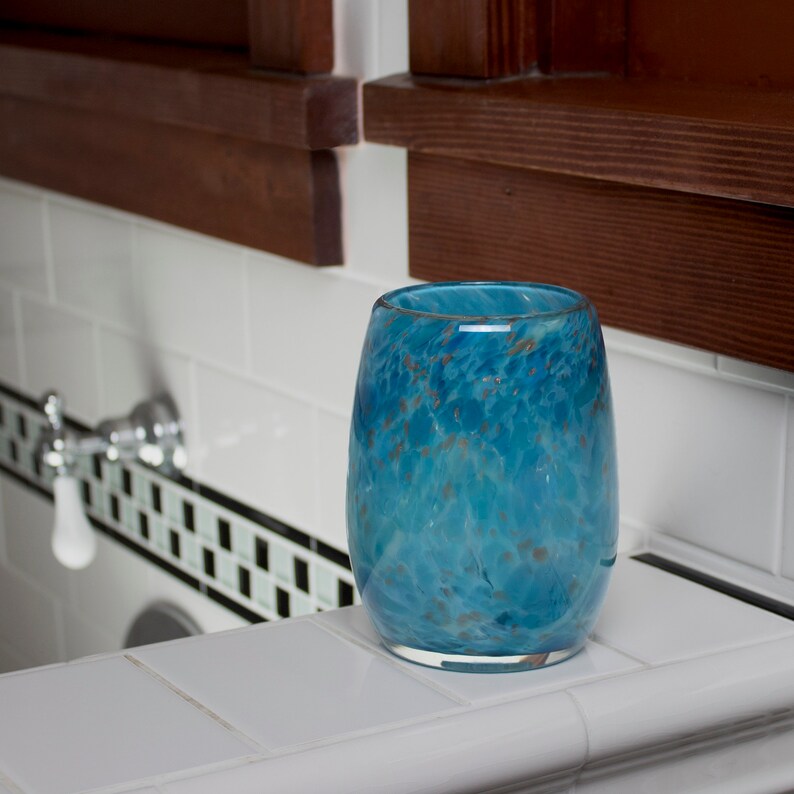 Votive Candle Holder Hand Blown Art Glass in Teal Etsy Canada