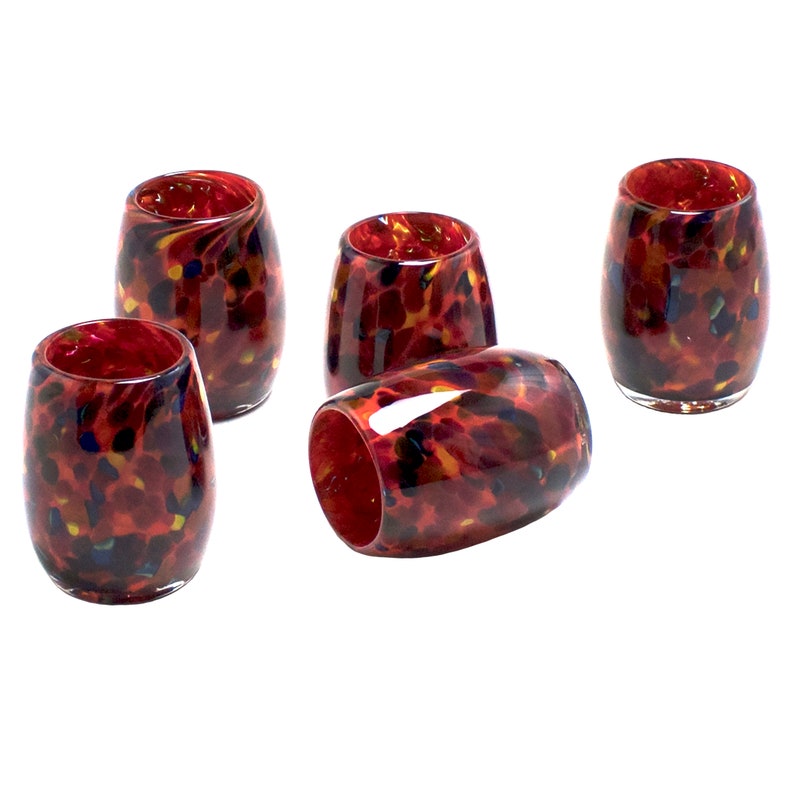 Votive Candle Holder. Hand Blown Art Glass in Red With Magic Etsy