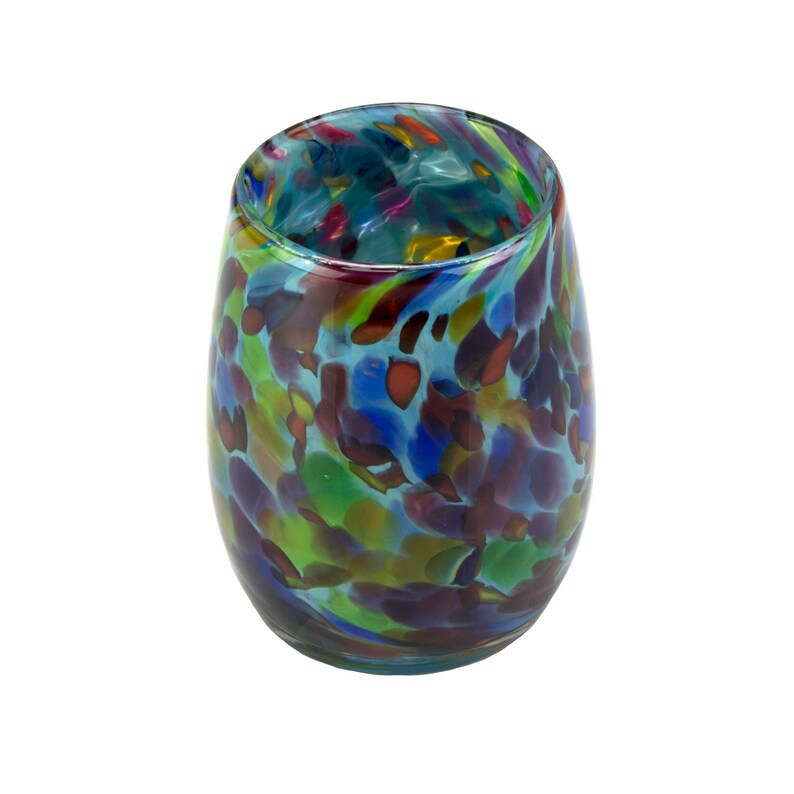 Votive Candle Holder. Hand Blown Art Glass in Teal With Magic Etsy