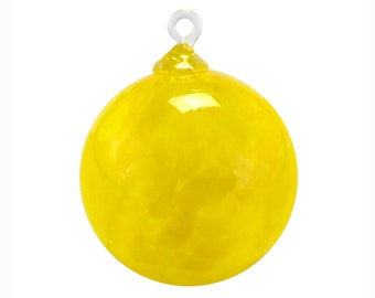 Hand Blown Glass Ornament - “Yellow” - Suncatcher - Witches Ball - Jones - Handmade in Seattle