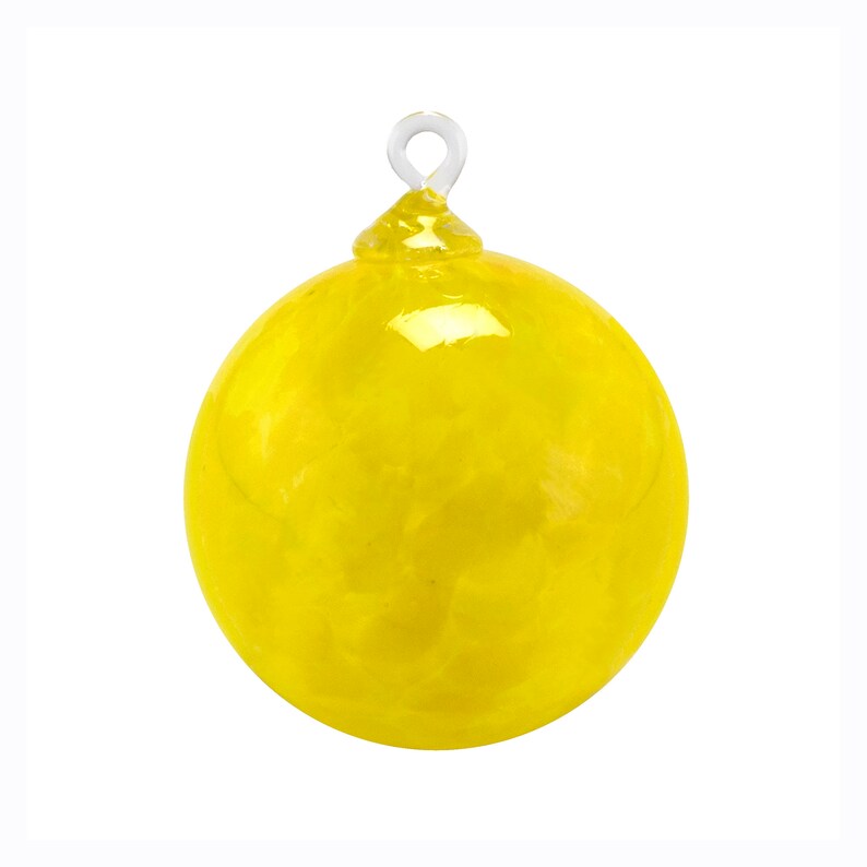 Hand Blown Glass Ornament Yellow Suncatcher Witches Ball Jones Handmade in Seattle image 1